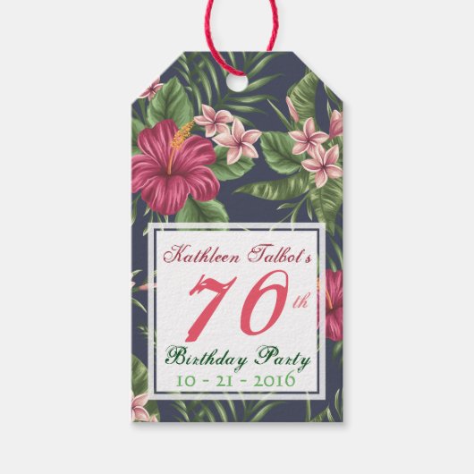 Hibiscus 70th Birthday Party Gift Label Cadeaulabel (Voorkant)