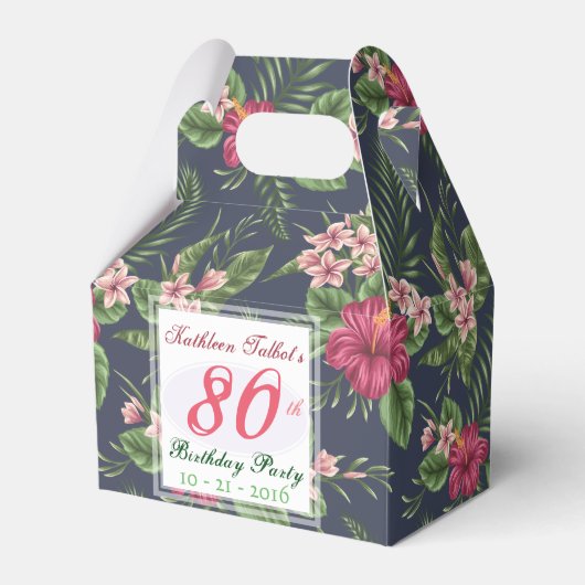 Hibiscus 80e verjaardagsfeestje Bedankt Favor Box Bedankdoosjes (Voorkant Zijde)
