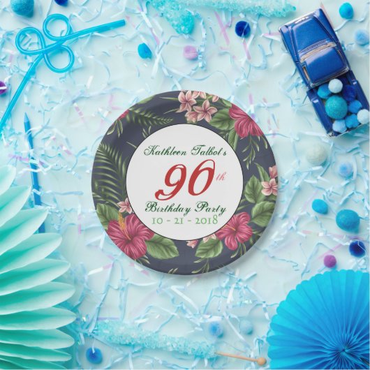 Hibiscus 90th Birthday Party Paper Bord (Feest)