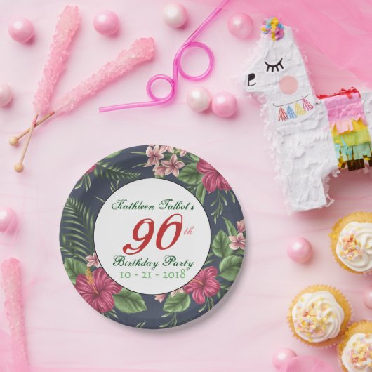 Hibiscus 90th Birthday Party Paper Bord (Feest)