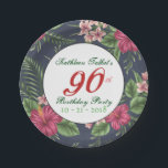 Hibiscus 90th Birthday Party Paper Bord<br><div class="desc">Klassieke en elegante naadloze vormgeving gemaakt van rode Hibiscus-bloemen en -bladeren met wit rond label voor jouw tekst. bord van het 90e verjaardagsfeestje. U kunt tekst (doopvont, kleur, grootte en positie) en veranderingsgrootte en positie van het achtergrondafbeelding gemakkelijk veranderen door de personaliseer of klantgerichte knoop te klikken. Verkrijgbaar met design...</div>
