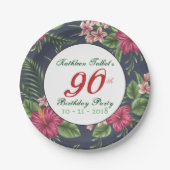 Hibiscus 90th Birthday Party Paper Bord (Voorkant)