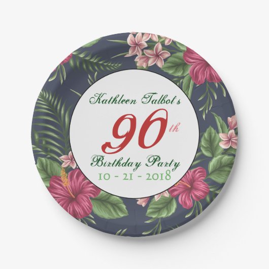 Hibiscus 90th Birthday Party Paper Bord (Voorkant)
