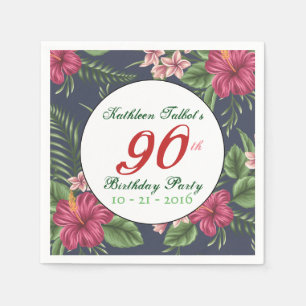 Hibiscus 90th Birthday Party Paper Napkin Servetten