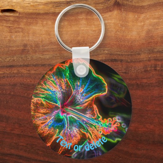 Hibiscus Abstracte Art Flower Personalized Sleutelhanger (Achterkant)