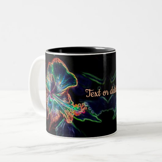 Hibiscus Abstracte ventilatorkunst gepersonaliseer Tweekleurige Koffiemok (Voorkant links)