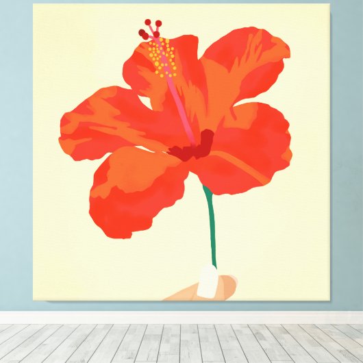 Hibiscus-affectie Canvas Afdruk (Insitu (Houten vloer))