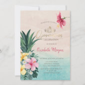 Hibiscus ananas zomer quinceañera kaart (Voorkant)