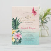 Hibiscus ananas zomer quinceañera kaart (Staand voorkant)