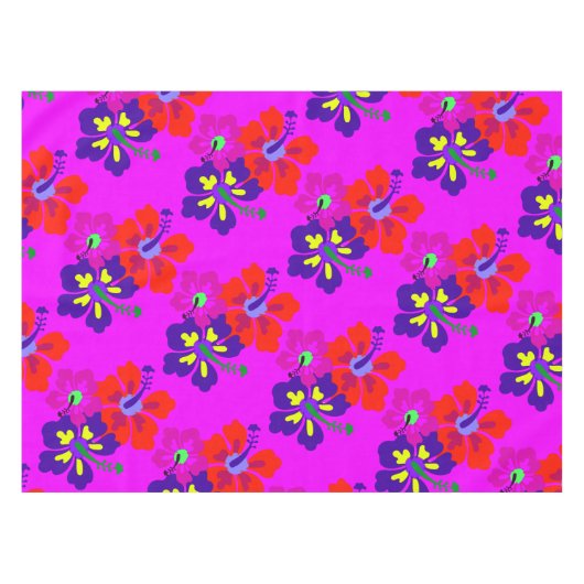 Hibiscus Art Bold Pattern Tropical Themed Tafelkleed (Voorkant (Horizontaal))
