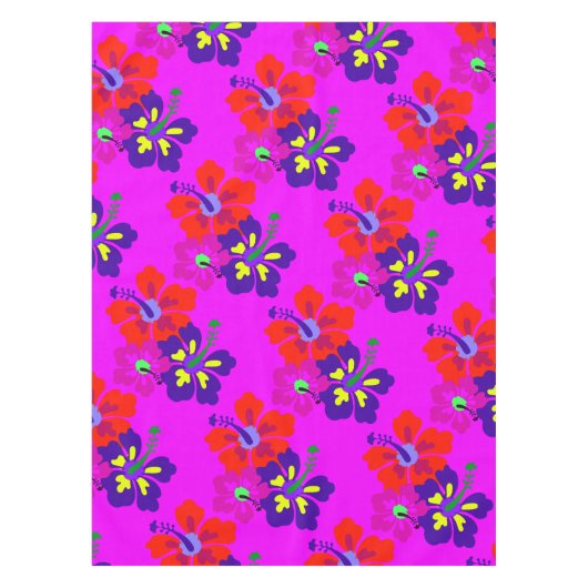 Hibiscus Art Bold Pattern Tropical Themed Tafelkleed (Voorkant)