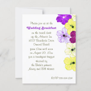 Hibiscus Art Border Wedding Breakfast Uitnodiging