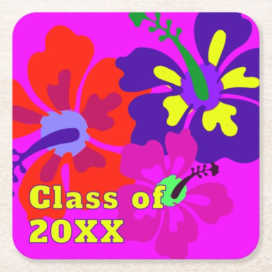 Hibiscus Art Graduation Year Kartonnen Onderzetters (Voorkant)