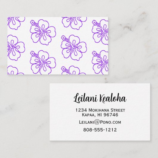 Hibiscus batik patroon pono vibes tropisch visitekaartje (Voorkant / Achterkant)