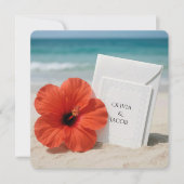 Hibiscus Beach Huwelijksuitnodiging in het zand Kaart (Voorkant)