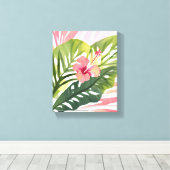 Hibiscus Beauty | Waterverf van tropische bloemen Canvas Afdruk (Insitu (Houten vloer))