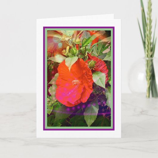 Hibiscus Birthday Card Kaart (Voorkant)