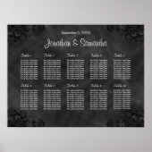 Hibiscus Black 10 Tables Wedding Seating Chart Poster (Voorkant)
