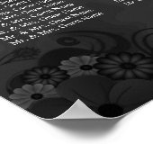 Hibiscus Black 12 Tables Wedding Seating Chart Poster (Hoek)