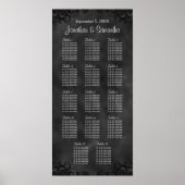 Hibiscus Black 14 Tables Wedding Seating Chart Poster (Voorkant)