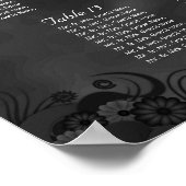 Hibiscus Black 14 Tables Wedding Seating Chart Poster (Hoek)