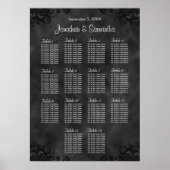 Hibiscus Black 14 Tables Wedding Seating Charts Poster (Voorkant)