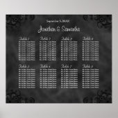 Hibiscus Black 8 Tables Wedding Seding Chart Poster (Voorkant)