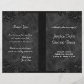 Hibiscus Black Floral Gothic Folded Wedding Progra (Voorkant)