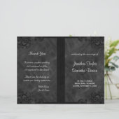 Hibiscus Black Floral Gothic Folded Wedding Progra (Staand voorkant)