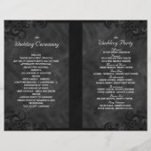 Hibiscus Black Floral Gothic Folded Wedding Progra (Achterkant)