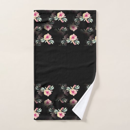 Hibiscus Black Towel Set Bad Handdoek (Handdoek)
