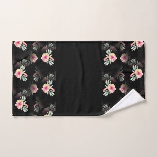 Hibiscus Black Towel Set Bad Handdoek (Handdoek)