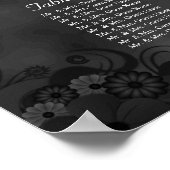 Hibiscus Black Wedding 15 Tables Seating Chart Poster (Hoek)
