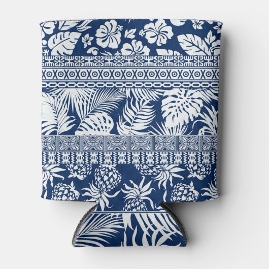 Hibiscus, bladeren: Hawaïaans ornament behang. Blikjeskoeler (Voorkant)