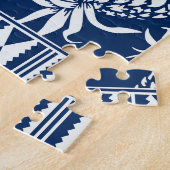 Hibiscus, bladeren: Hawaïaans ornament behang. Legpuzzel (Zijkant)