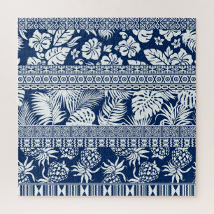 Hibiscus, bladeren: Hawaïaans ornament behang. Legpuzzel