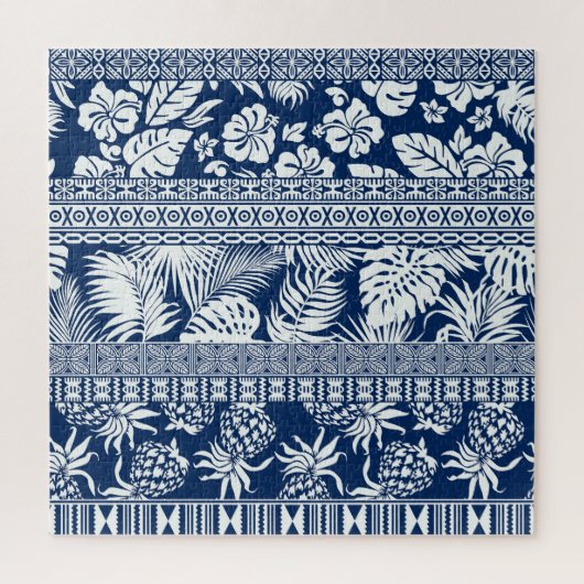 Hibiscus, bladeren: Hawaïaans ornament behang. Legpuzzel (Verticaal)