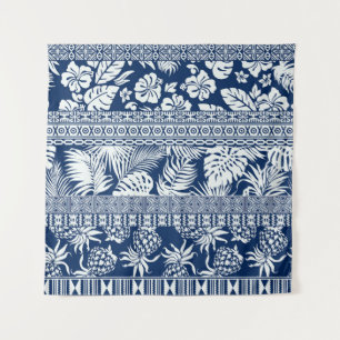 Hibiscus, bladeren: Hawaïaans ornament behang. Wandkleed