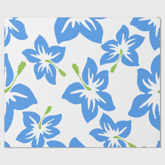 Hibiscus Blauw Bloemen Bloemen Schattige Cadeaupapier (Vlak)