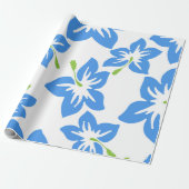 Hibiscus Blauw Bloemen Bloemen Schattige Cadeaupapier (Uitgerold)