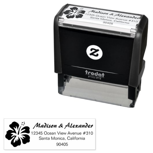 Hibiscus Bloem Adresstempel, Zelfinkt Stempel (In situ)