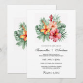 Hibiscus bloem bruiloft ontwerp kaart (Voorkant / Achterkant)