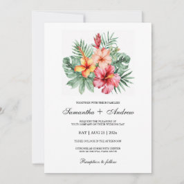 Hibiscus Bloem Bruiloftsontwerp Kaart