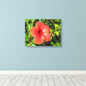 Hibiscus bloem canvas afdruk (Insitu (Houten vloer))