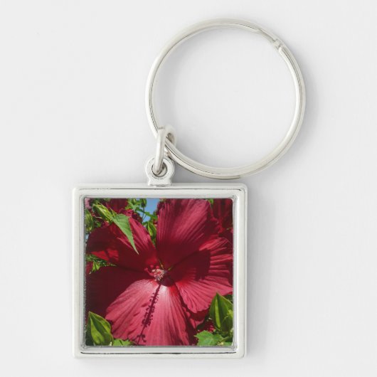 Hibiscus Bloem en Blue Sky Sleutelhanger (Voorkant)