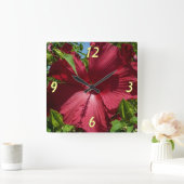 Hibiscus Bloem en Blue Sky Vierkante Klok (Huis)