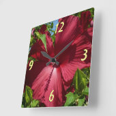Hibiscus Bloem en Blue Sky Vierkante Klok (Hoek)