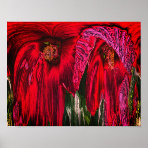 Hibiscus Bloem Fantasie Bloemrijke Kunst Abstract  Poster