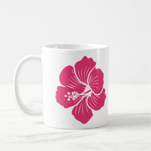 Hibiscus Bloem Heet Roze Omlijning Tekening Koffiemok