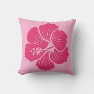 Hibiscus Bloem Heet Roze Omlijning Tekening Kussen